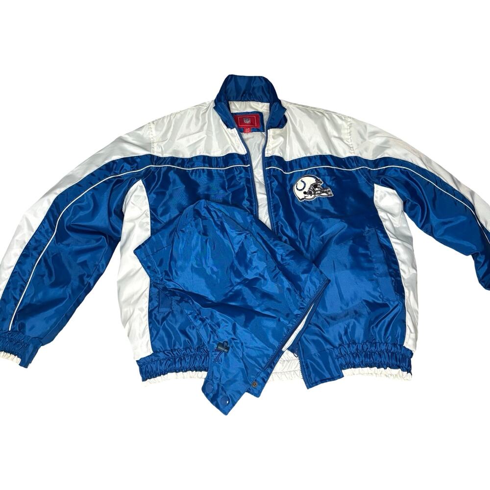 Vintage Indianapolis Colts NFL Windbreaker Jacket with Detachable Hood - Size L